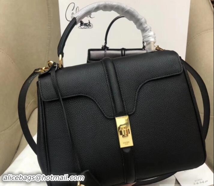 Original Cheap Celine Calfskin Small 16 Bag Grained Black 188003/188004 2019