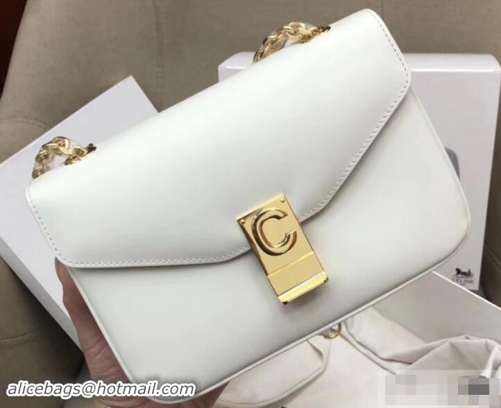 Grade Celine Shiny Calfskin Medium C Bag White 187253 2019