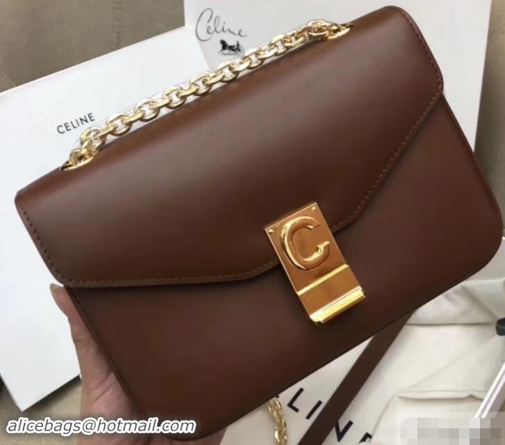 Best Price Celine Shiny Calfskin Medium C Bag Coffee 187253 2019