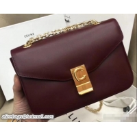 Hot Style Celine Shiny Calfskin Medium C Bag Burgundy 187253 2019