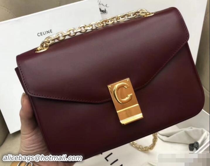 Hot Style Celine Shiny Calfskin Medium C Bag Burgundy 187253 2019