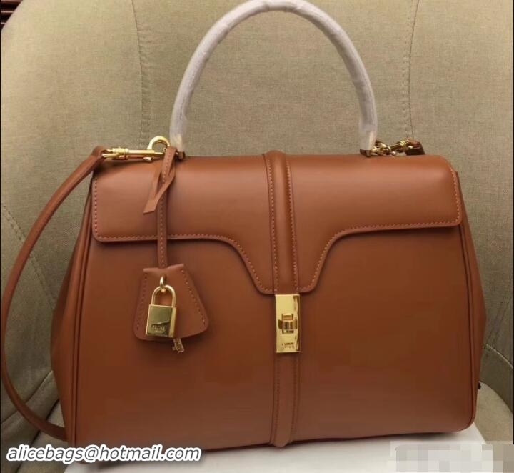 Good Quality Celine Calfskin Medium 16 Bag Brown 187373/187374 2019