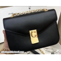 Duplicate Celine Shiny Calfskin Medium C Bag Black 187253 2019