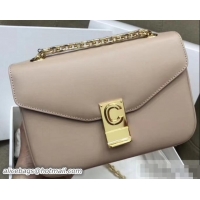 Pretty Style Celine Shiny Calfskin Medium C Bag Beige 187253 2019