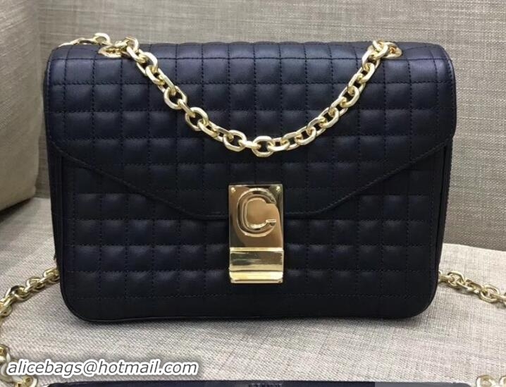 Stylish Celine Quilted Calfskin Medium C Bag Black 187253 2018