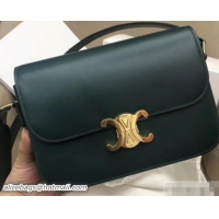 Discount Celine Shiny Calfskin Medium Triomphe Bag 187363 Dark Green 2019