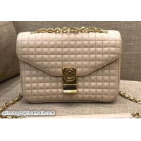 Grade Quality Celine Quilted Calfskin Medium C Bag 187253 Beige 2018