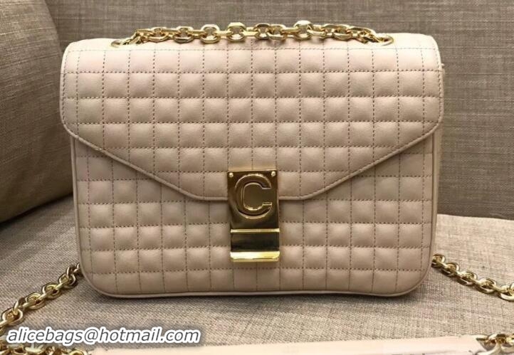 Grade Quality Celine Quilted Calfskin Medium C Bag 187253 Beige 2018