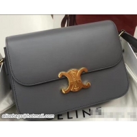 Stylish Celine Shiny Calfskin Medium Triomphe Bag 187363 Gray 2019