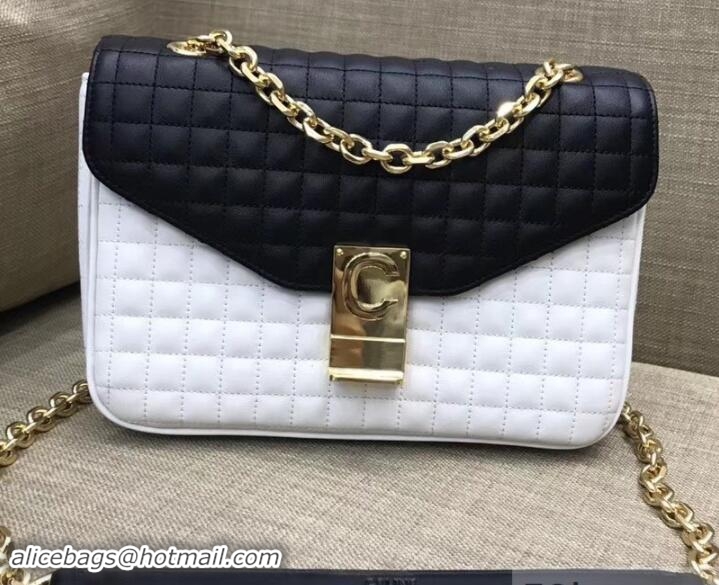 Luxury Celine Quilted Calfskin Medium C Bag 187253 Black/White 2018