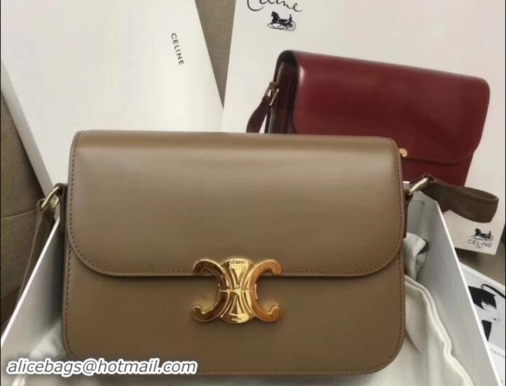 Crafted Celine Shiny Calfskin Medium Triomphe Bag 187363 Coffee 2019