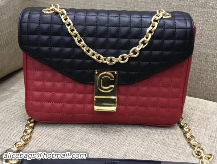 Best Grade Celine Quilted Calfskin Medium C Bag 187253 Black/Red 2018