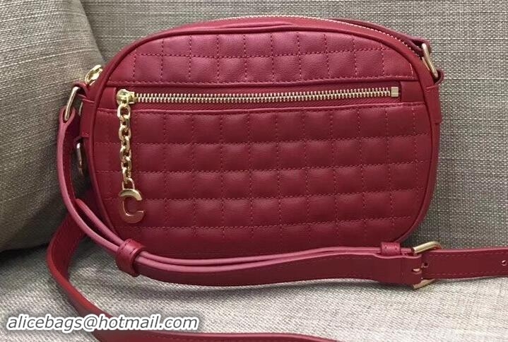 Fashion Celine Quilted Calfskin Small C Charm Bag 188363 Red 2018