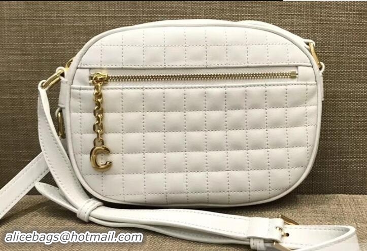 aaaaa Celine Quilted Calfskin Small C Charm Bag 188363 White 2018