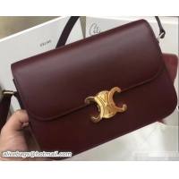 Most Popular Celine Shiny Calfskin Medium Triomphe Bag 187363 Burgundy 2019