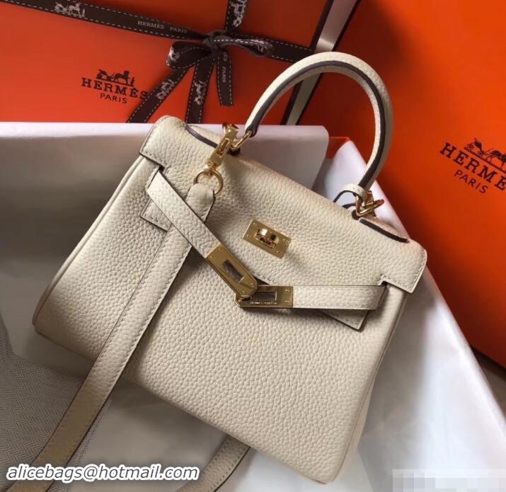 Shop Duplicate Hermes mini kelly 20 bag beiges in clemence leather with golden hardware 103014