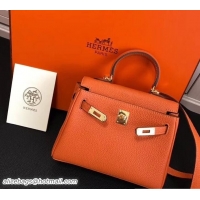 Durable Hermes mini kelly 20 bag Orange in clemence leather with golden hardware 103017