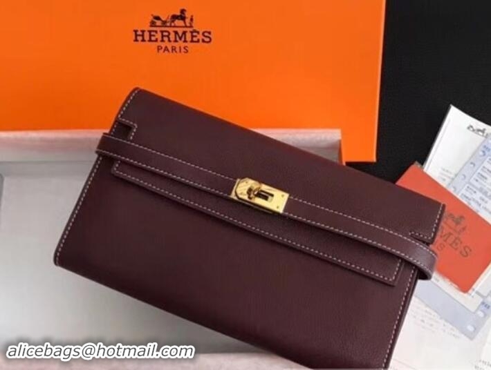 Classic Specials Hermes Kelly Wallet in Swift Leather 100204 Burgundy