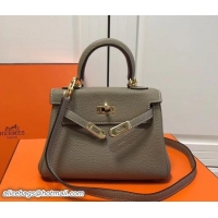 Discount Hermes mini kelly 20 bag camel in clemence leather with golden hardware 103021