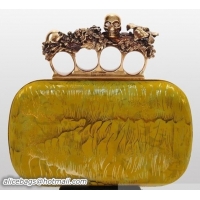 Sumptuous Alexander McQueen Knuckle-Box Clutch Lemon PWAM000026