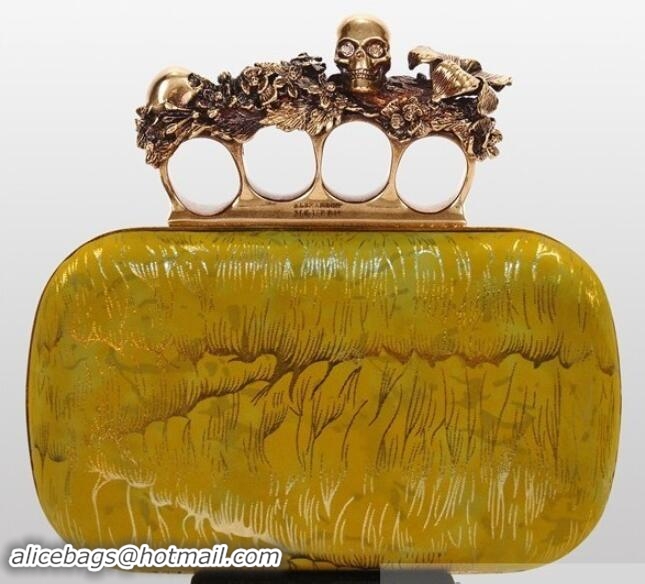 Sumptuous Alexander McQueen Knuckle-Box Clutch Lemon PWAM000026