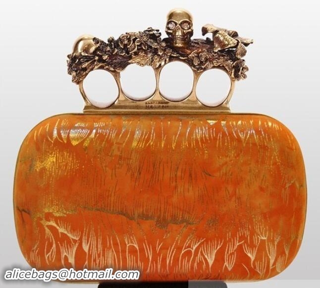 Stylish Alexander McQueen Knuckle-Box Clutch Orange PWAM000027