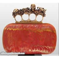 Sophisticated Alexander McQueen Knuckle-Box Clutch Light Red PWAM000028