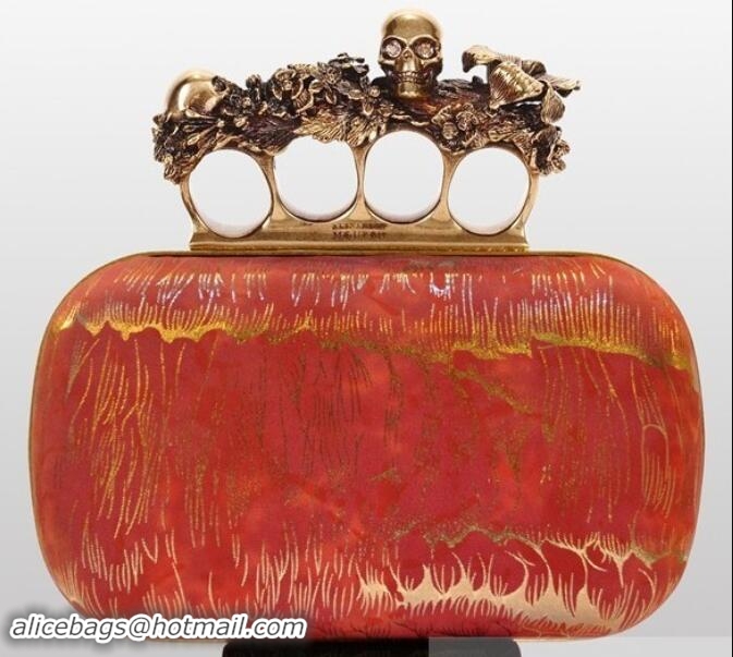 Sophisticated Alexander McQueen Knuckle-Box Clutch Light Red PWAM000028