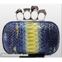 Fashion Luxury Alexander McQueen Knuckle Box Clutch 9607 Genuine Python Leather