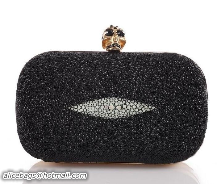 Best Grade Alexander Mcqueen Clutch Bag 9636 Black Devil fishskin