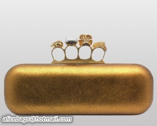 Best Grade Alexander McQueen East-West Metallic Clutch, A10511 Gold