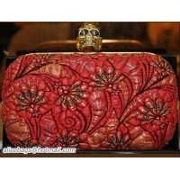 Good Looking Alexander McQueen Queen Clutch Skull Jacquard Fabric Red PWAM000011