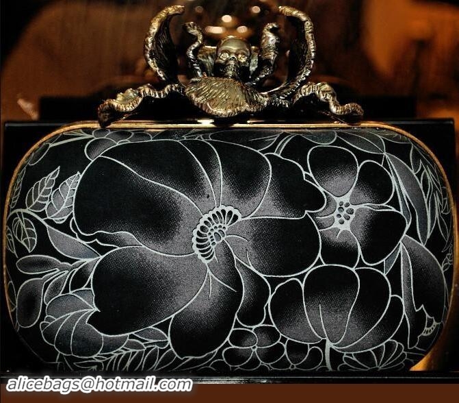 Fashion Alexander McQueen Floral Skull Box Clutch Figure Printed PWAM000012