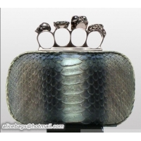 Charming Alexander McQueen Knuckle Box Clutch 9607 Genuine Python