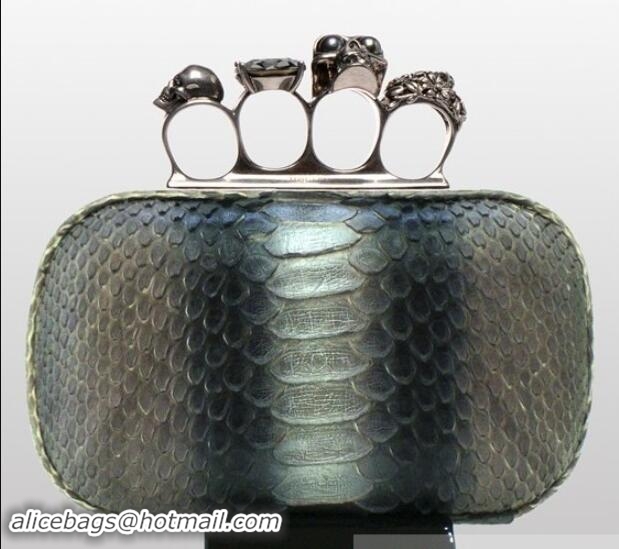 Charming Alexander McQueen Knuckle Box Clutch 9607 Genuine Python