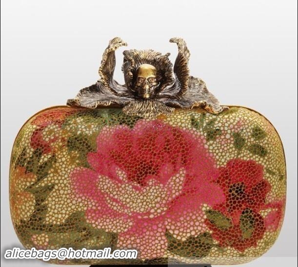 Best Product Alexander Mcqueen Iris Skull Box Clutch Flower-Printed PWAM043