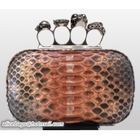 Good Quality Alexander McQueen Knuckle-Box Clutch Python Leather PWAM000023