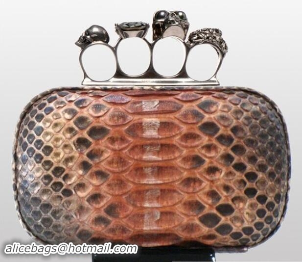 Good Quality Alexander McQueen Knuckle-Box Clutch Python Leather PWAM000023