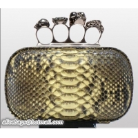 Best Luxury Alexander McQueen Knuckle Box Clutch 9607 Genuine Python Leather PWAM000058