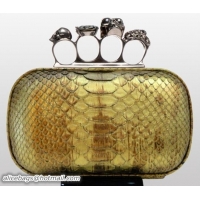 Well Crafted Alexander McQueen Knuckle-Box Clutch Bronze Python Leath 96020