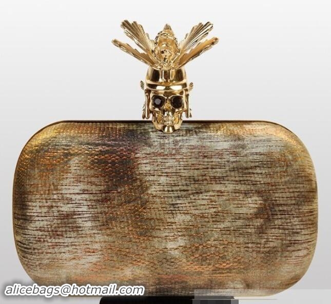 For Sale Alexander Mcqueen Clutch Bag 9607 Gold snakeskin