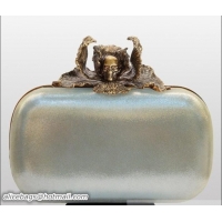 Discount Alexander Mcqueen Iris Skull Box Clutch Silver PWAM000044