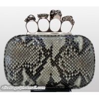 Affordable Price Alexander McQueen Knuckle Box Clutch 9607 Genuine Python Leather