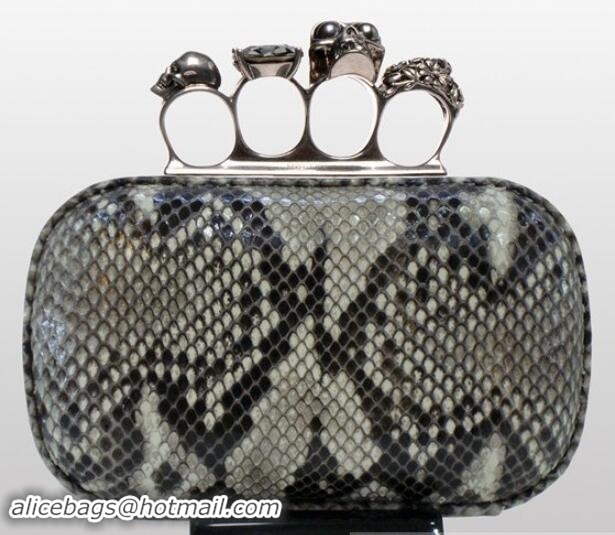 Affordable Price Alexander McQueen Knuckle Box Clutch 9607 Genuine Python Leather