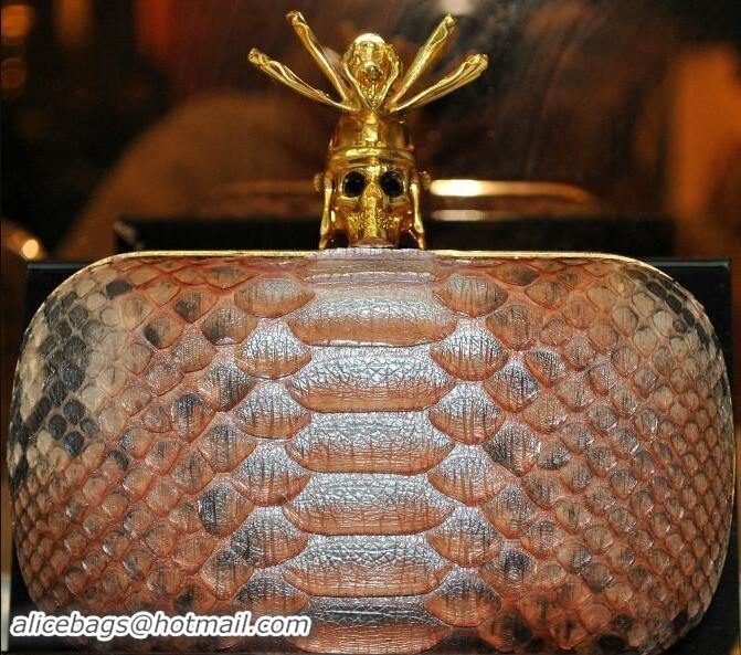 Best Price Alexander McQueen Genuine Python Leather Skull Box Clutch PW130