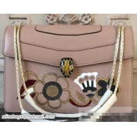 Discount Bvlgari Serpenti Forever Inflated Fiore Flap Cover Bag 285441 Light Pink