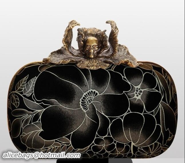 Good Product Alexander McQueen Floral Skull Box Clutch Figure Printed 19608