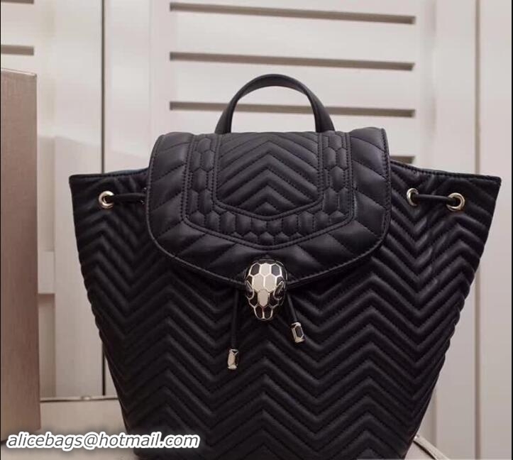 Stylish Bvlgari Serpenti Forever Lambskin Backpack 286536 Black