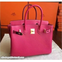 Sophisticated Hermes Birkin 30 Bag In Original Epsom Leather With Gold/Silver Hardware 72306 Hot Pink