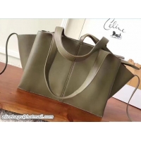 Good Looking Celine Small Tri-Fold Shoulder Bag Khaki 81318